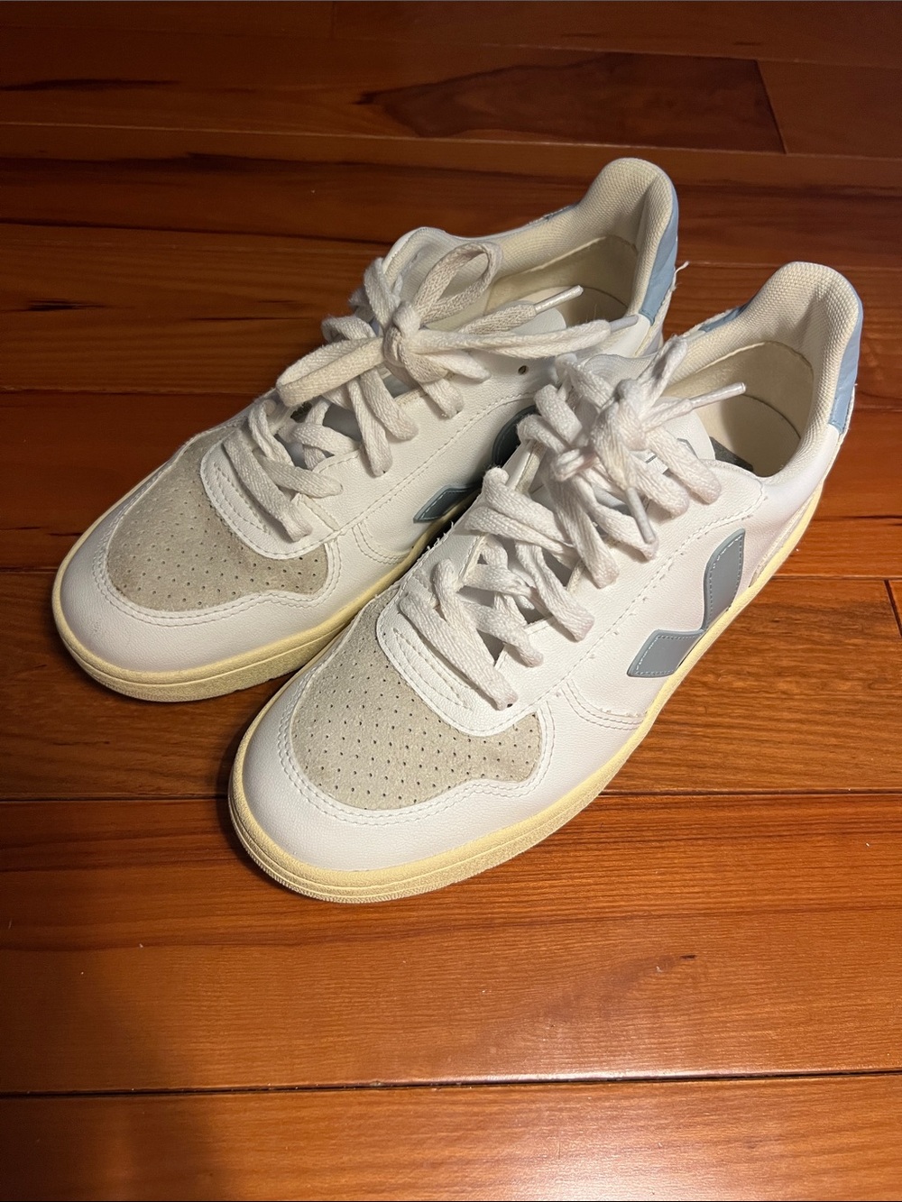 Veja White Low-Top Sneakers with Cream Sole